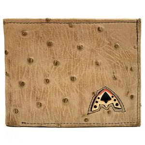 Admirable Ostrich Print Leather Bi-Fold Wallet (Beige)
