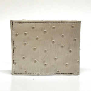 Admirable Ostrich Print Leather Bi-Fold Wallet (Hueso)