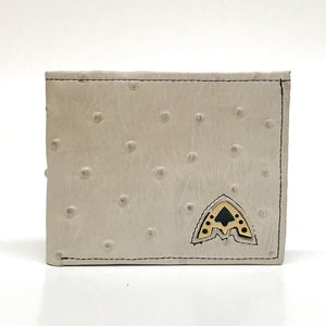 Admirable Ostrich Print Leather Bi-Fold Wallet (Hueso)