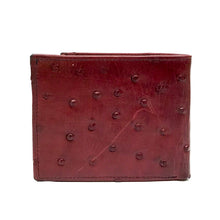 Cargar imagen en el visor de la galería, Admirable Ostrich Print Leather Bi-Fold Wallet (Wine)

