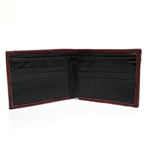 Admirable Ostrich Print Leather Bi-Fold Wallet (Wine)