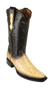 Admirable® Ostrich Print Extra Narrow Square Toe Boots (Beige)