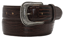 Cargar imagen en el visor de la galería, Silverton Ostrich Leg Print Leather Belt (Brown)
