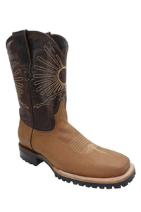 Silverton Mount Rainier Genuine Leather Wide Square Toe Boots (Tobacco)