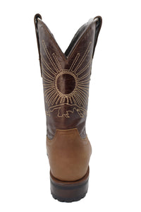 Silverton Mount Rainier Genuine Leather Wide Square Toe Boots (Tobacco)