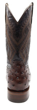 Load image into Gallery viewer, Silverton Ostrich Print Leather Wide Square Toe Boots (Brown)
