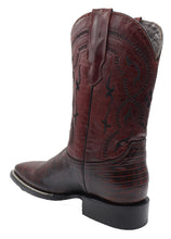 Load image into Gallery viewer, Silverton Lizard Print Leather Wide Square Toe Boots (Cherry)
