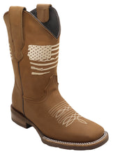 Load image into Gallery viewer, Silverton Patriot Lady All Leather Wide Square Toe Boots (Tobacco)
