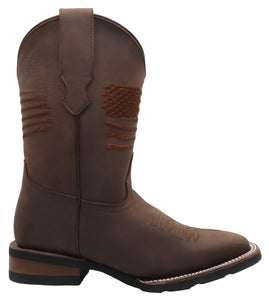 Silverton Patriot Lady All Leather Wide Square Toe Boots (Brown)