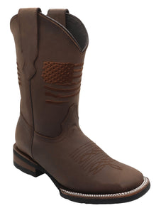 Silverton Patriot Lady All Leather Wide Square Toe Boots (Brown)