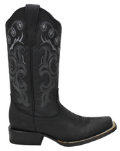 Load image into Gallery viewer, Silverton Sara All Leather Square Toe Cowboy Boots (Black)
