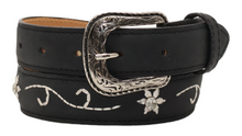 Load image into Gallery viewer, Silverton Flower Dia  All Leather Western Belt (Black)
