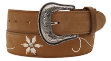 Load image into Gallery viewer, Silverton Flower Dia  All Leather Western Belt (Tobacco)
