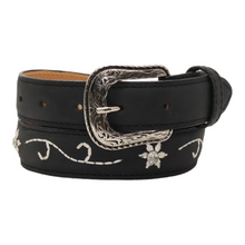 Load image into Gallery viewer, Silverton Flower Dia All Leather Western Kid Belt (Black)
