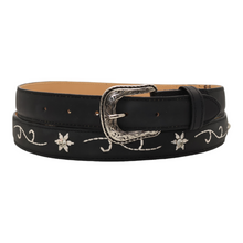 Load image into Gallery viewer, Silverton Flower Dia All Leather Western Kid Belt (Black)
