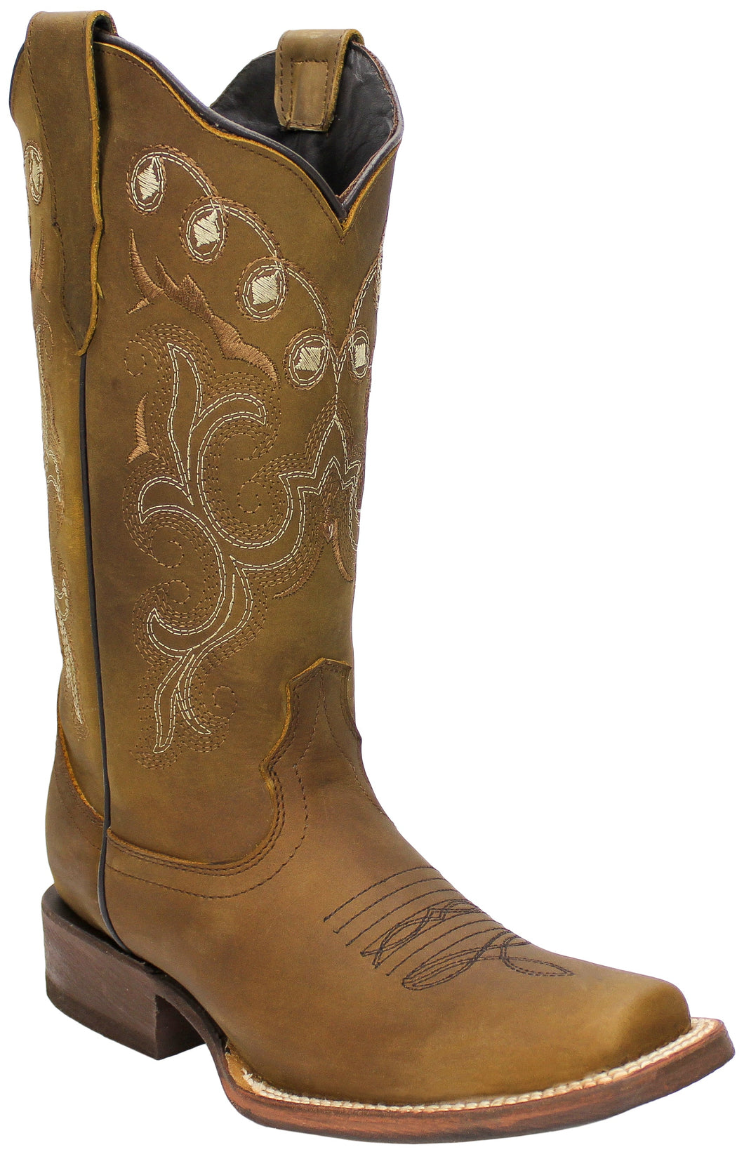Silverton Sara All Leather Square Toe Cowboy Boots (Tobacco)