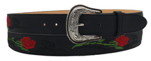 Cargar imagen en el visor de la galería, Silverton Rose All Leather Western Belt (Black)
