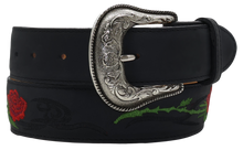 Cargar imagen en el visor de la galería, Silverton Rose All Leather Western Belt (Black)
