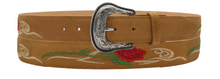 Cargar imagen en el visor de la galería, Silverton Rose All Leather Western Belt (Honey)
