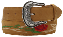 Cargar imagen en el visor de la galería, Silverton Rose All Leather Western Belt (Honey)

