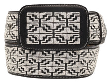 Cargar imagen en el visor de la galería, Silverton Embroidered All Leather Western Belt (Black/White)
