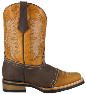 Silverton Carson Genuine Leather Wide Square Toe Boots (Honey)