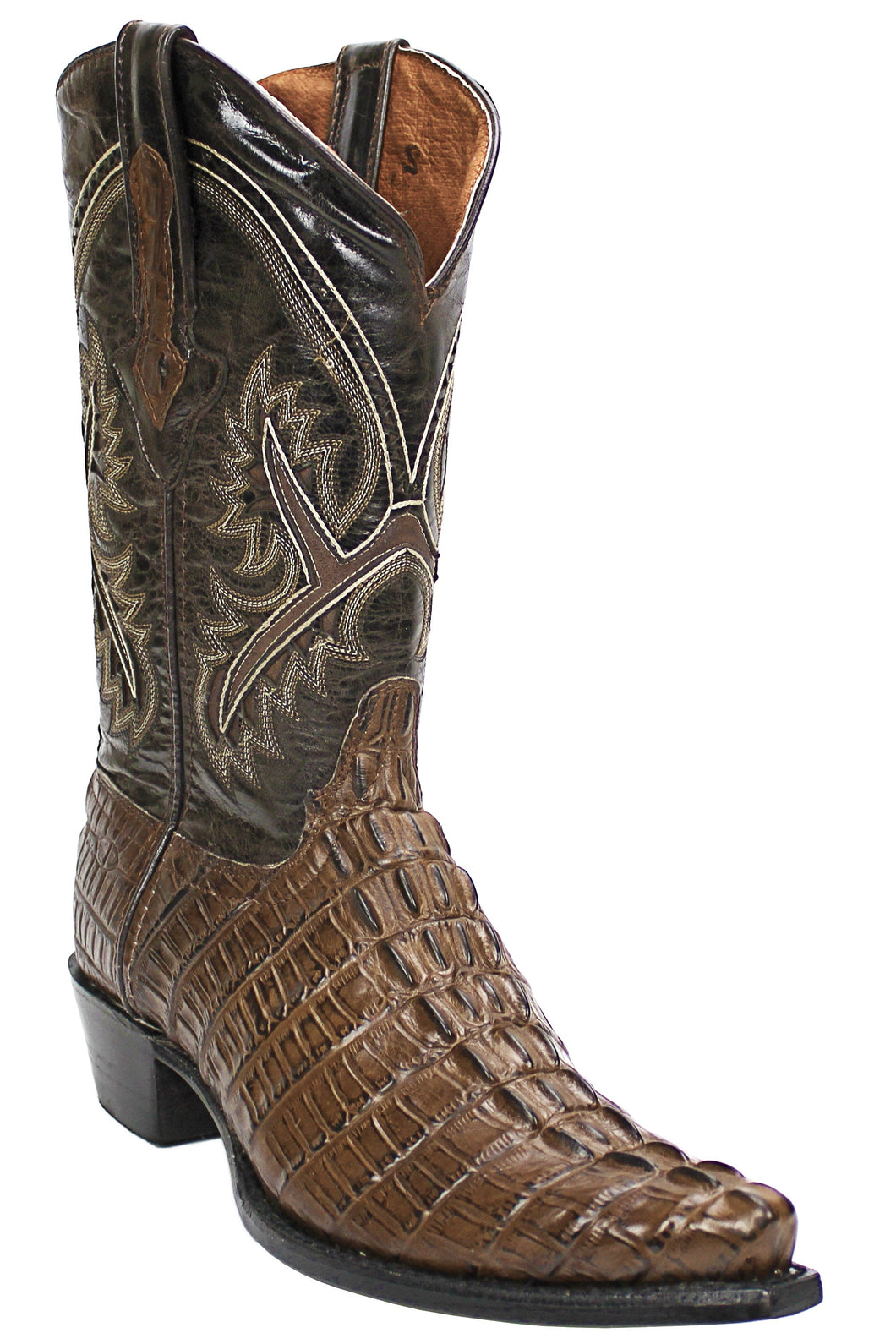 Admirable® Crocodile Print Leather Snip-Toe Boots (Brown)