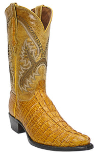 Admirable® Crocodile Print Leather Snip-Toe Boots (Buttercup)