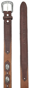 Silverton Crazy Concho Longhorn All Leather Belt (Brown/Tobacco)