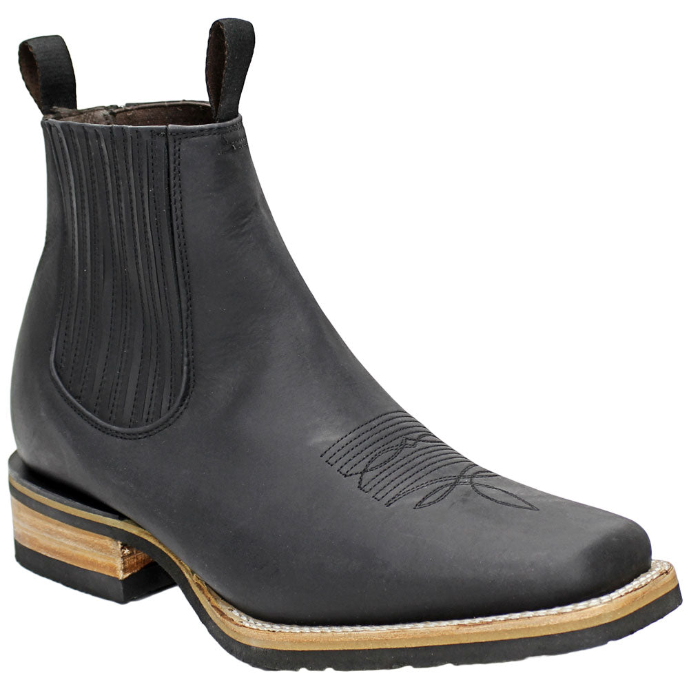 Silverton® All Leather Square-Toe Short Boots (Black)