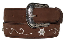 Cargar imagen en el visor de la galería, Silverton Flower Dia  All Leather Western Kid Belt (Brown)
