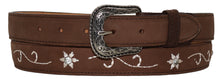 Load image into Gallery viewer, Silverton Flower Dia  All Leather Western Kid Belt (Brown)
