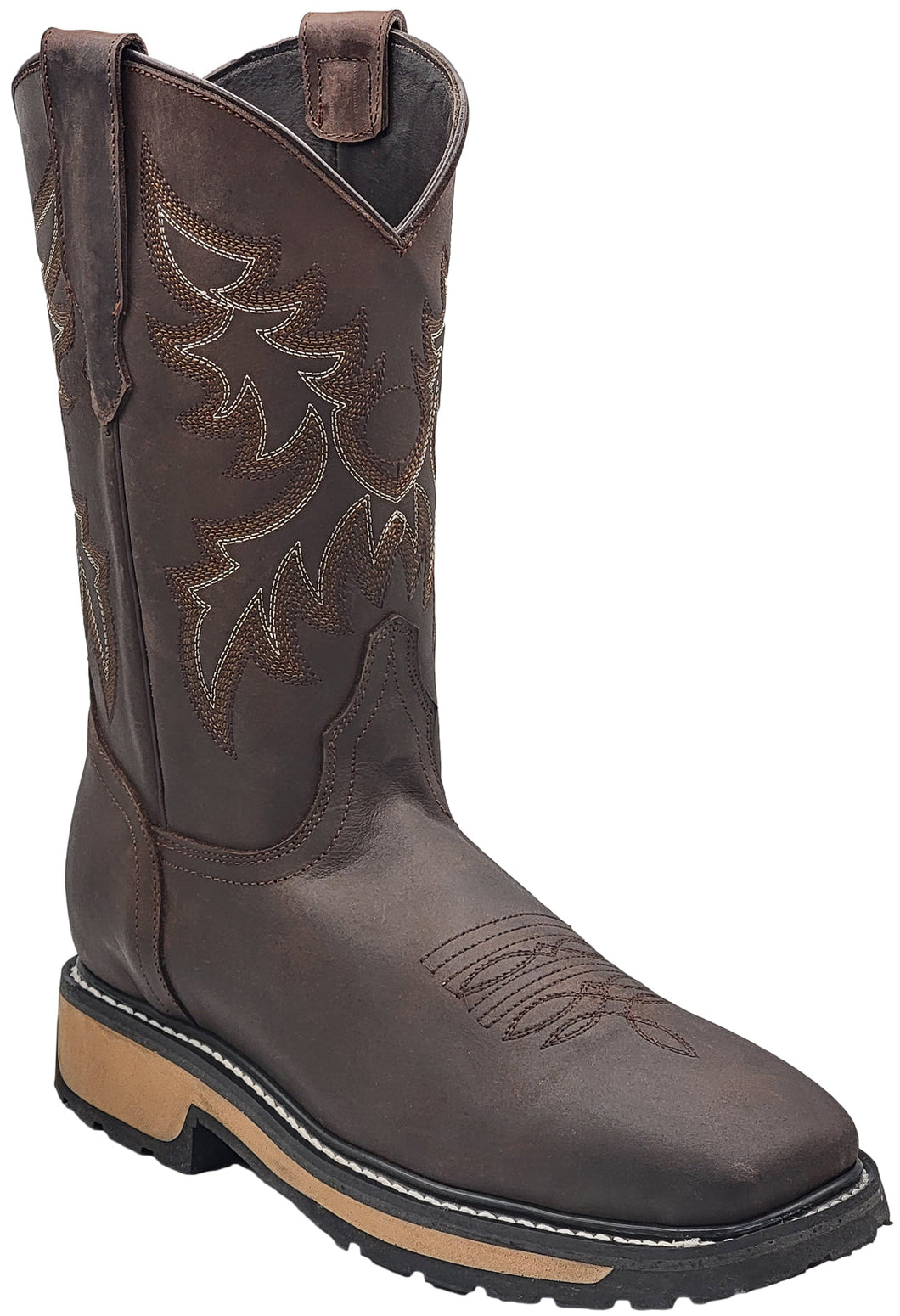 Silverton Foreman All Leather Wide Square Toe Boots (Brown)