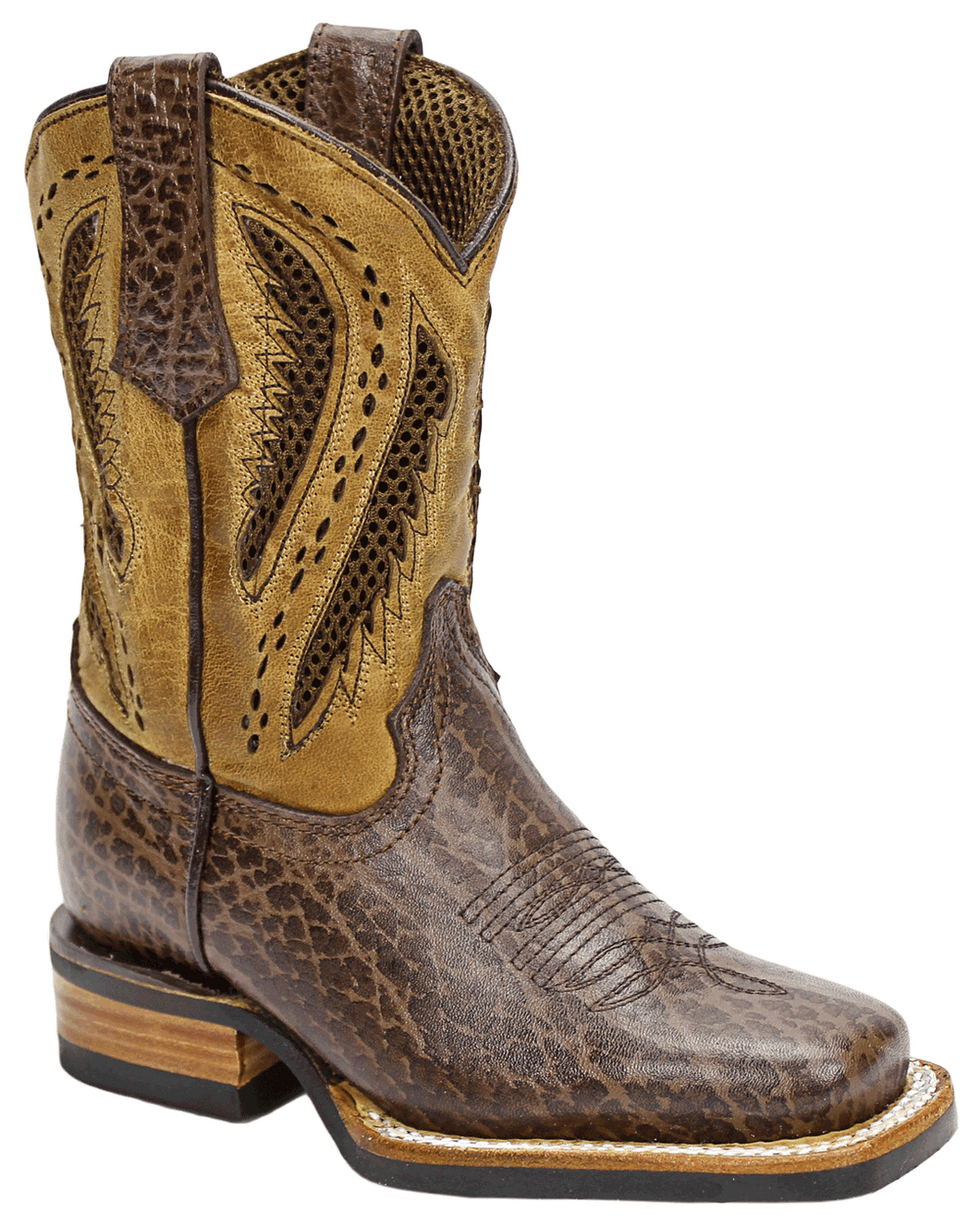 Silverton® Kids Alamo All Leather Square Toe Boots (Brown)