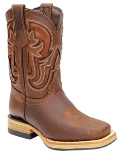 Silverton® Kids Ranch All Leather Square Toe Boots (Shedron)