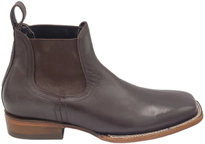 Silverton Kingston All Leather Wide Square Toe Short Boots (Brown)