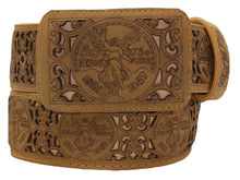 Load image into Gallery viewer, Silverton Laser Cut Centenario All Leather Belt (Honey)
