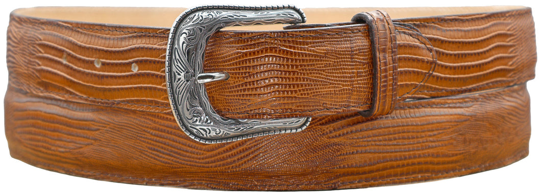 Silverton Lizard Print Leather Belt (Honey)