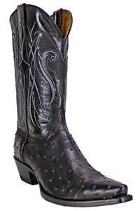 Admirable® Ostrich Print Leather Snip-Toe Boots (Black)