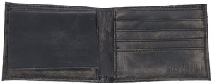 Silverton All Leather Ostrich Print Bi-Fold Wallet (Black)