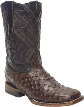 Load image into Gallery viewer, Silverton Ostrich Print Leather Wide Square Toe Boots (Brown)
