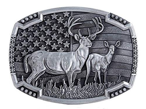 Montana Silversmiths Whitetail Deer Flag Buckle A785S