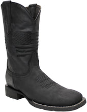 Cargar imagen en el visor de la galería, Silverton Patriot All Leather Wide Square Toe Boots (Black)
