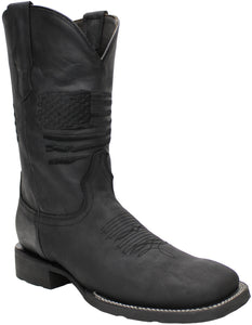 Silverton Patriot All Leather Wide Square Toe Boots (Black)