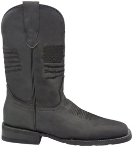 Silverton Patriot All Leather Wide Square Toe Boots (Black)