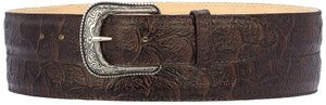 Silverton Pirarucu Print Leather Belt (Brown)