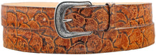 Cargar imagen en el visor de la galería, Silverton Pirarucu Fish Print Leather Belt (Honey)
