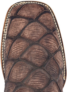 Silverton Pirarucu Print Leather Wide Square Toe Boots (Brown)