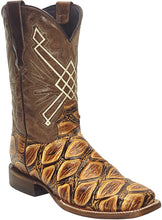 Load image into Gallery viewer, Silverton Pirarucu Print Leather Wide Square Toe Boots (Honey)
