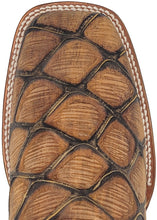 Load image into Gallery viewer, Silverton Pirarucu Print Leather Wide Square Toe Boots (Honey)
